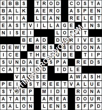 LA Times Crossword answers Tuesday 11 October 2016