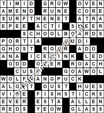 LA Times Crossword answers Wednesday 12 October 2016