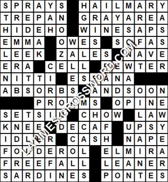 LA Times Crossword answers Saturday 15 October 2016