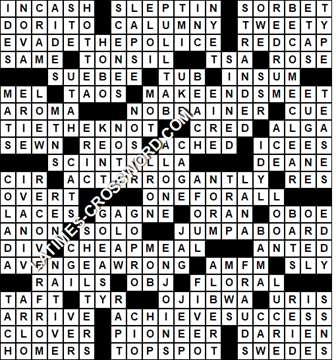 LA Times Crossword answers Sunday 16 October 2016
