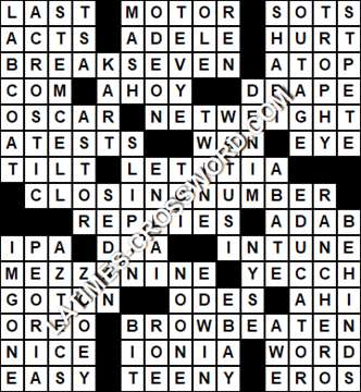LA Times Crossword answers Wednesday 19 October 2016