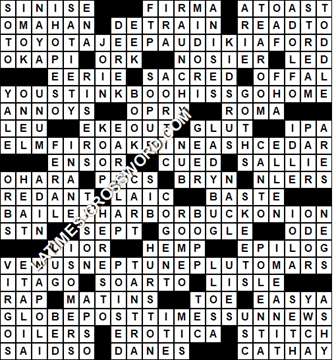 LA Times Crossword answers Sunday 13 November 2016