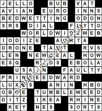 LA Times Crossword answers Tuesday 15 November 2016