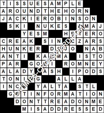 LA Times Crossword answers Saturday 19 November 2016