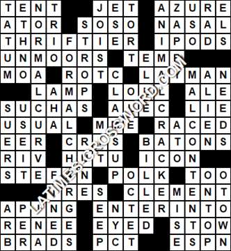 LA Times Crossword answers Wednesday 23 November 2016
