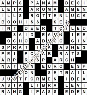 LA Times Crossword answers Tuesday 29 November 2016