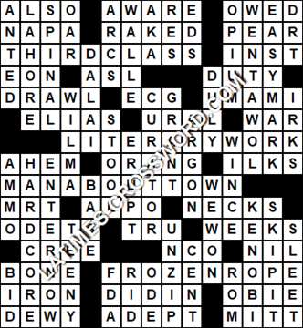 LA Times Crossword answers Tuesday 13 December 2016