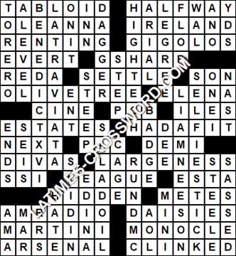 LA Times Crossword answers Saturday 24 December 2016