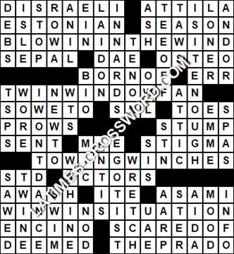 LA Times Crossword answers Friday 30 December 2016