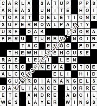 LA Times Crossword answers Wednesday 4 January 2017