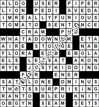 LA Times Crossword answers Thursday 5 January 2017