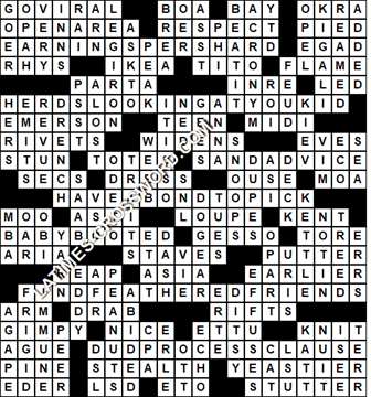 LA Times Crossword answers Sunday 8 January 2017