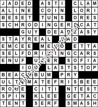 LA Times Crossword answers Saturday 28 January 2017