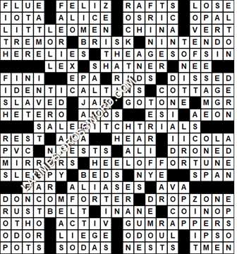 LA Times Crossword answers Sunday 29 January 2017
