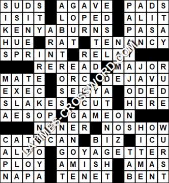 LA Times Crossword answers Thursday 2 February 2017