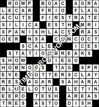 LA Times Crossword answers Wednesday 8 February 2017