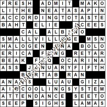 LA Times Crossword answers Friday 10 February 2017