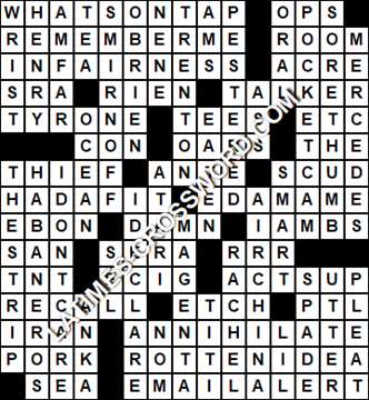 LA Times Crossword answers Saturday 11 February 2017