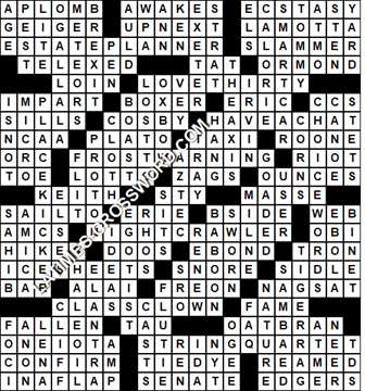 LA Times Crossword answers Sunday 12 February 2017