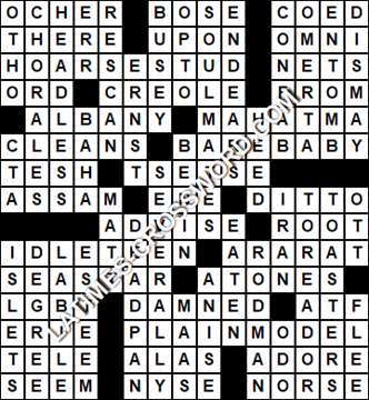 LA Times Crossword answers Friday 17 February 2017