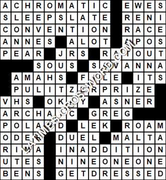 LA Times Crossword answers Saturday 18 February 2017