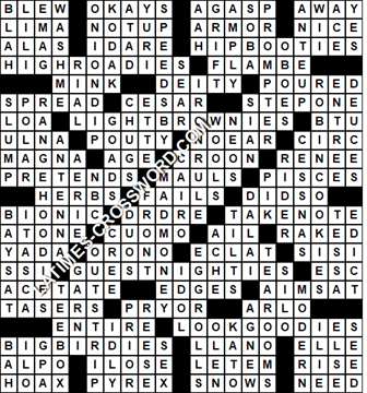 LA Times Crossword answers Sunday 26 February 2017