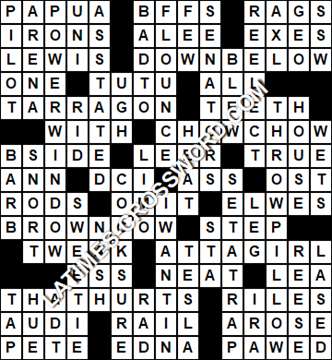 LA Times Crossword answers Tuesday 28 February 2017