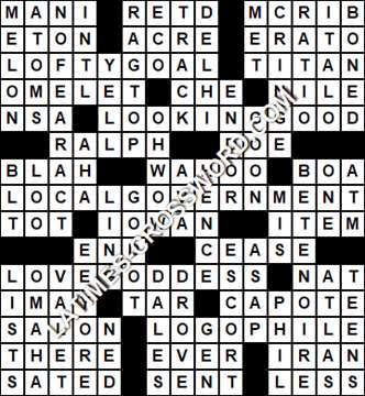 LA Times Crossword answers Wednesday 8 March 2017