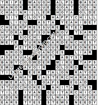 LA Times Crossword answers Sunday 12 March 2017