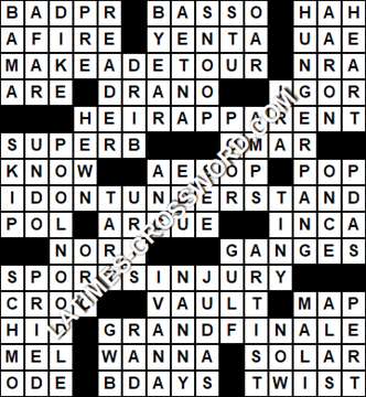 LA Times Crossword answers Monday 20 March 2017
