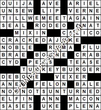 LA Times Crossword answers Friday 24 March 2017