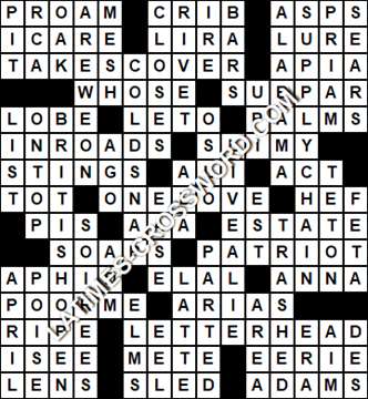 LA Times Crossword answers Tuesday 28 March 2017