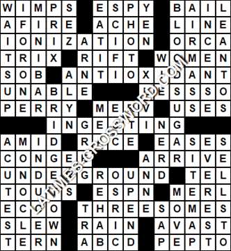LA Times Crossword answers Wednesday 5 April 2017