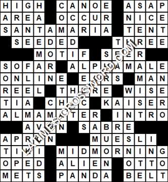 LA Times Crossword answers Monday 10 April 2017