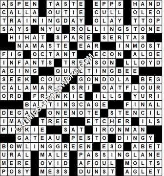 LA Times Crossword answers Sunday 16 April 2017