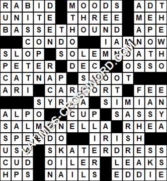 LA Times Crossword answers Wednesday 19 April 2017