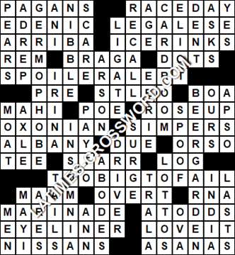 LA Times Crossword answers Saturday 22 April 2017