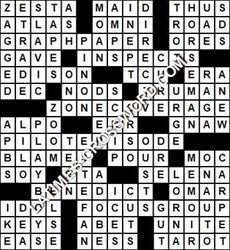 LA Times Crossword answers Monday 24 April 2017