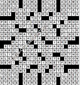 LA Times Crossword answers Sunday 30 April 2017