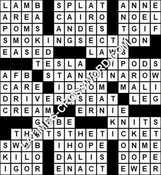 LA Times Crossword answers Monday 1 May 2017