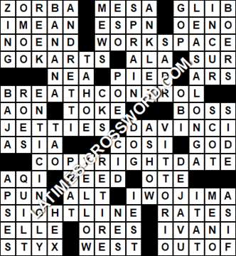 LA Times Crossword answers Wednesday 3 May 2017