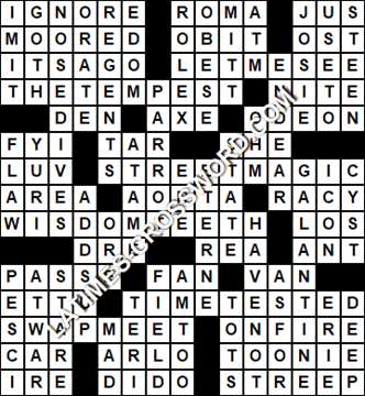 LA Times Crossword answers Thursday 4 May 2017