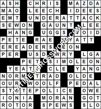 LA Times Crossword answers Wednesday 10 May 2017