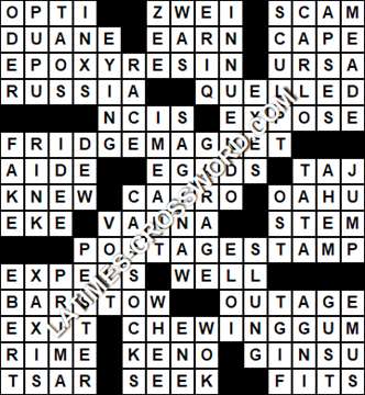 LA Times Crossword answers Thursday 11 May 2017