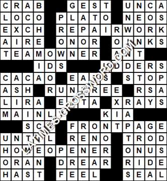 LA Times Crossword answers Monday 15 May 2017