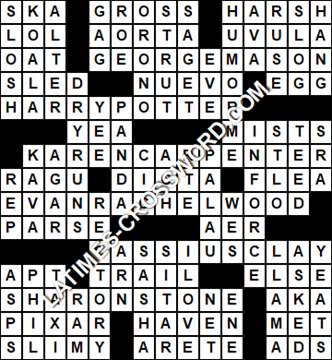 LA Times Crossword answers Thursday 25 May 2017