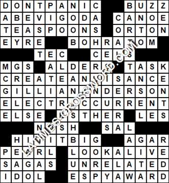 LA Times Crossword answers Saturday 27 May 2017