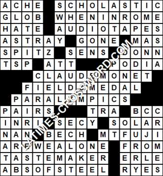 LA Times Crossword answers Saturday 3 June 2017