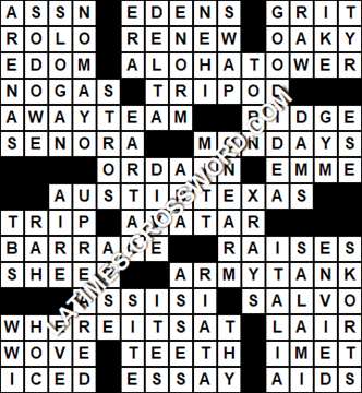 LA Times Crossword answers Tuesday 6 June 2017