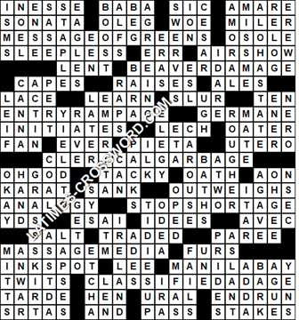 LA Times Crossword answers Sunday 11 June 2017